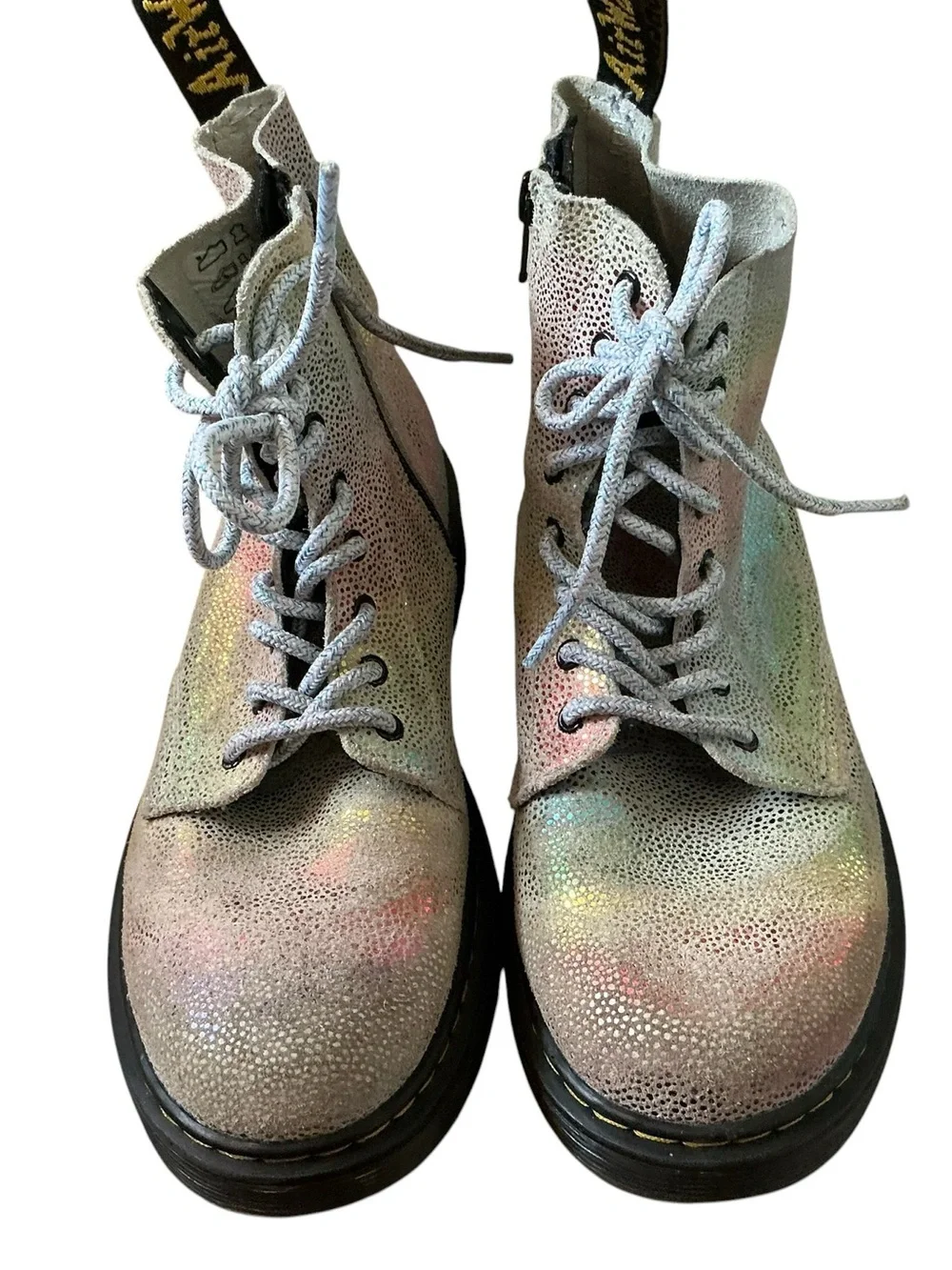 Dr Martens Pascal 1450 iridescent glitter booties size 5